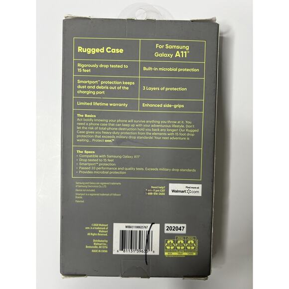 Samsung Galaxy A11 ONN Rugged Phone Case Black 15' Drop Protection NEW Free Ship - Picture 2 of 3